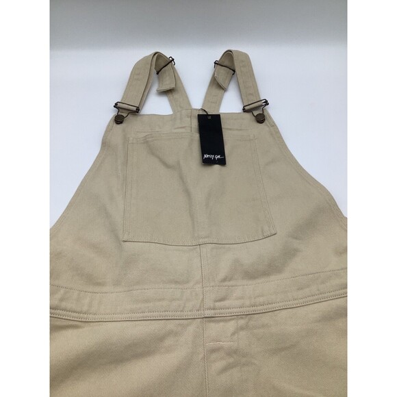 Nasty Gal Womens Carpenter Twill Straight Leg‎ Dungarees Overalls Size 12 NWT - Picture 2 of 8